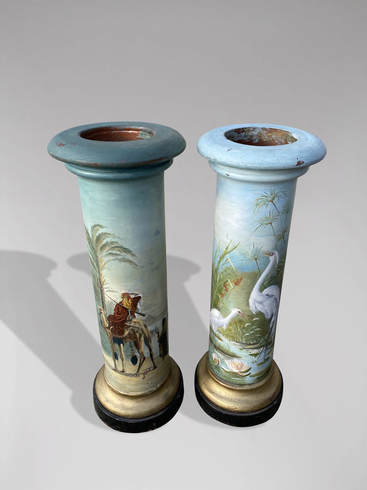 Pair Of 19th Century French Painted Columns By Marguerite photo Art