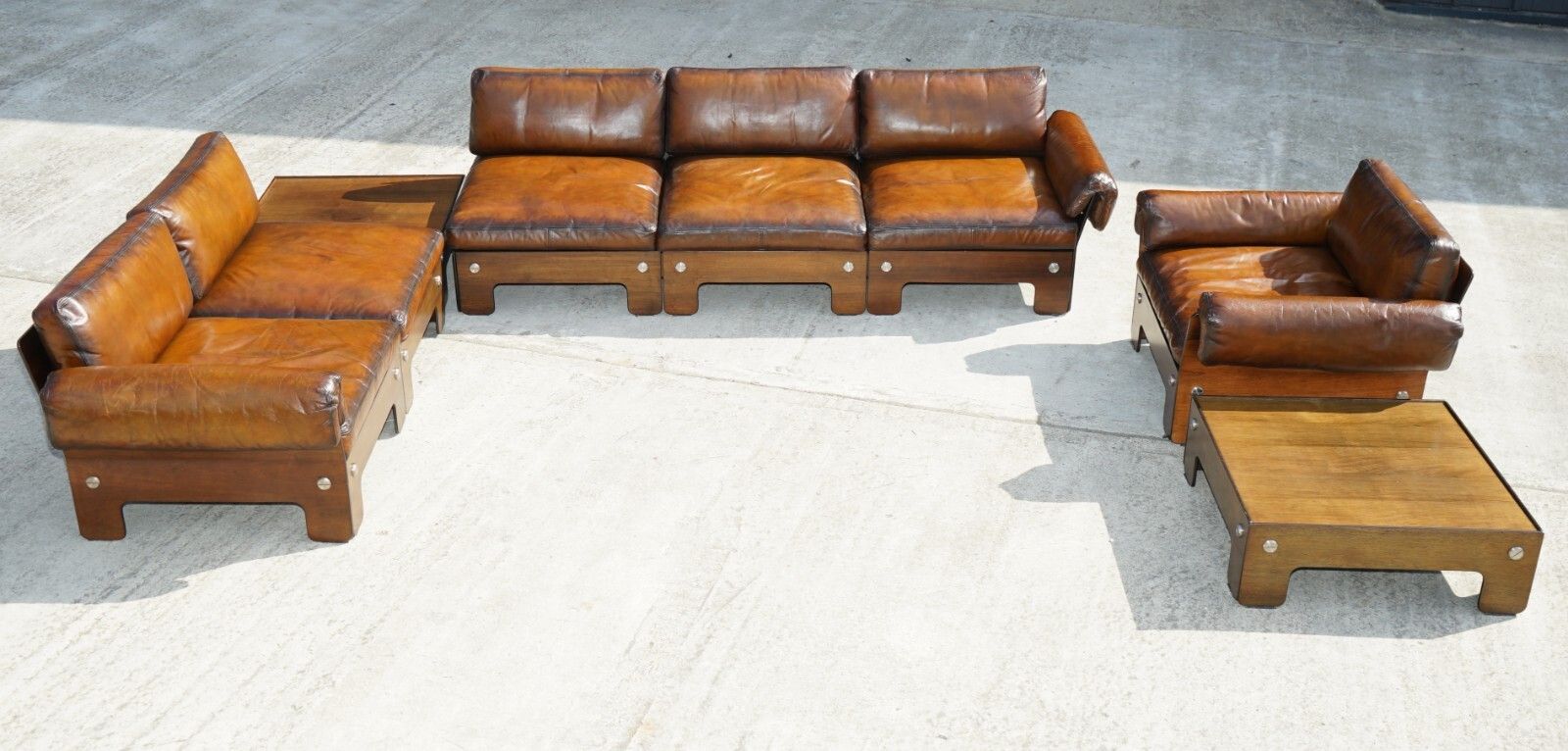 Sigurd Ressell For Vatne Mobler Rosewood Brown Leather Sofa Armchair Table Suite