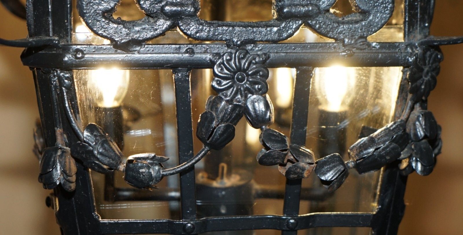 13200.0 Fine Pair Of Extra Large 20th Century French Parisian Art Deco Hanging Lanterns photo