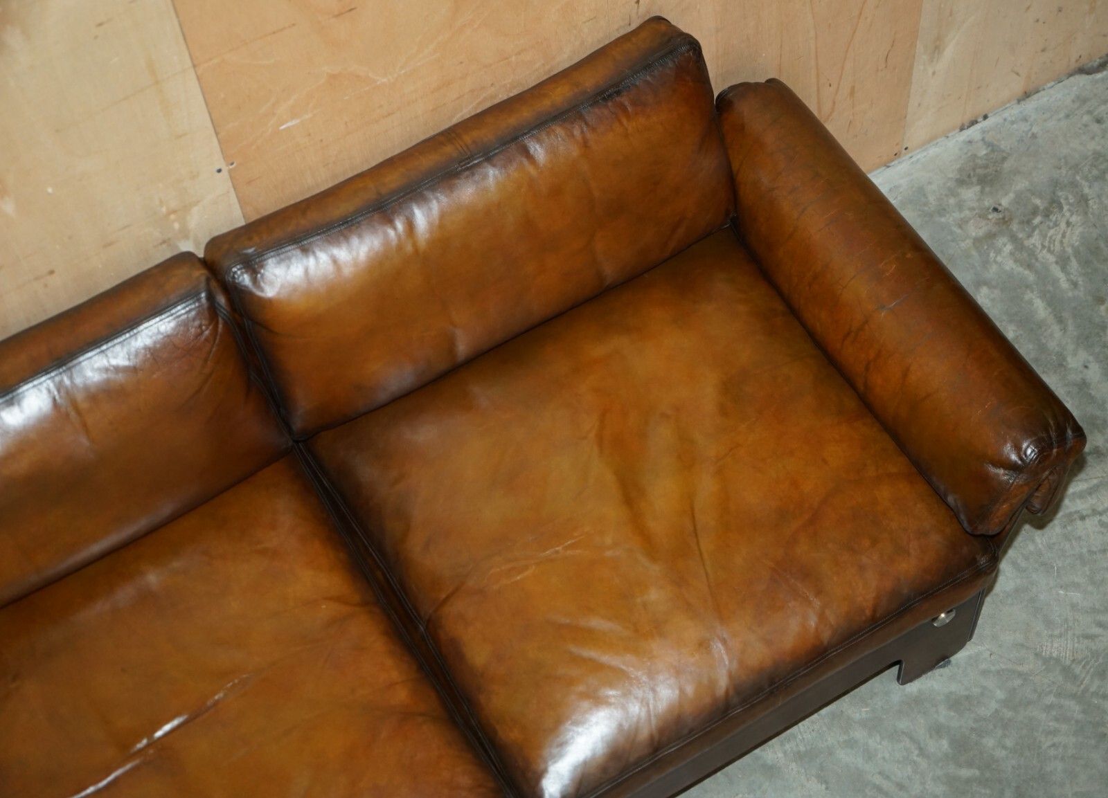 photo vintage Sigurd Ressell For Vatne Mobler Rosewood Brown Leather Sofa Armchair Table Suite