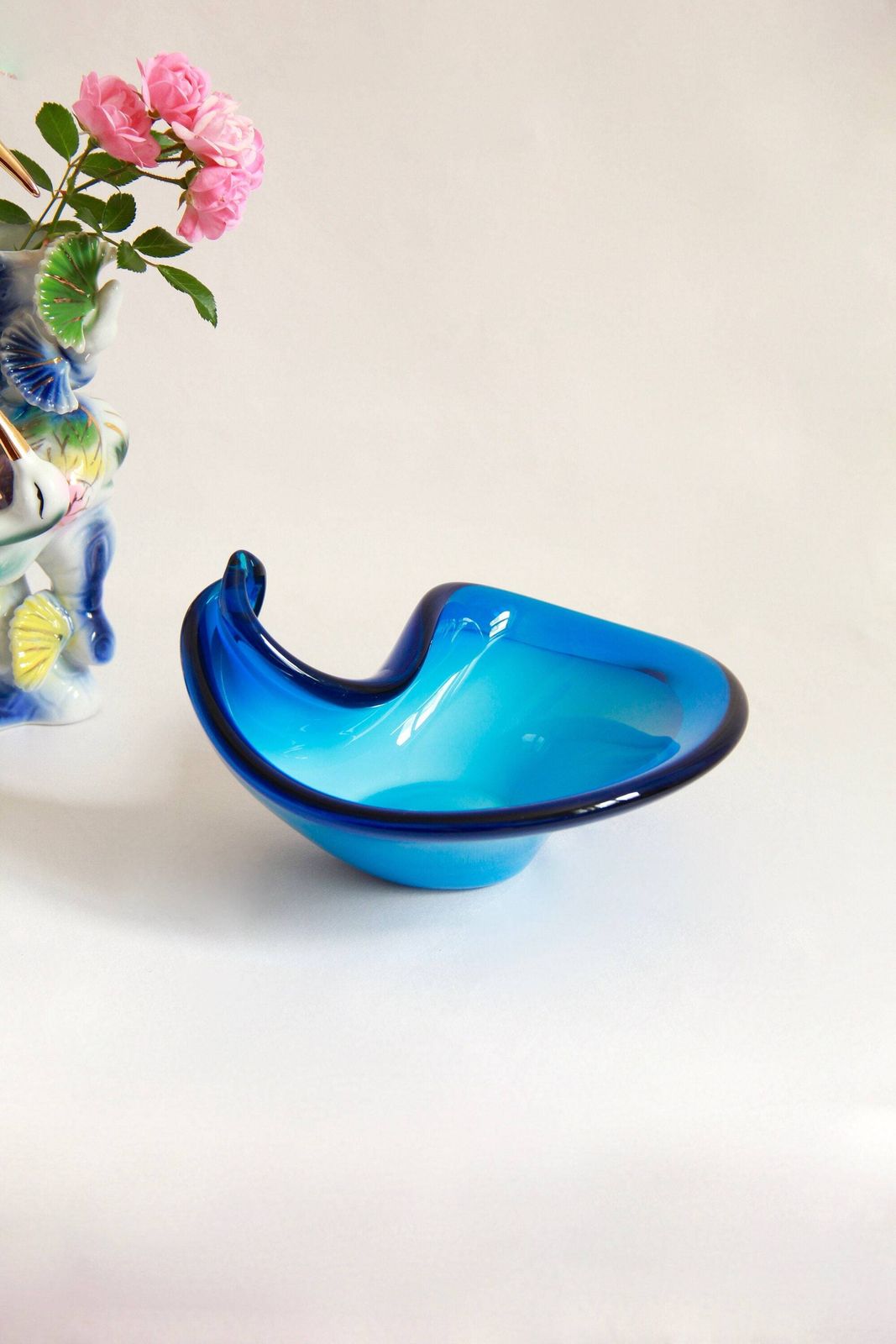 Anemone, Vintage Murano Glass Blue Bowl, Italy, 1970s photo vinterior