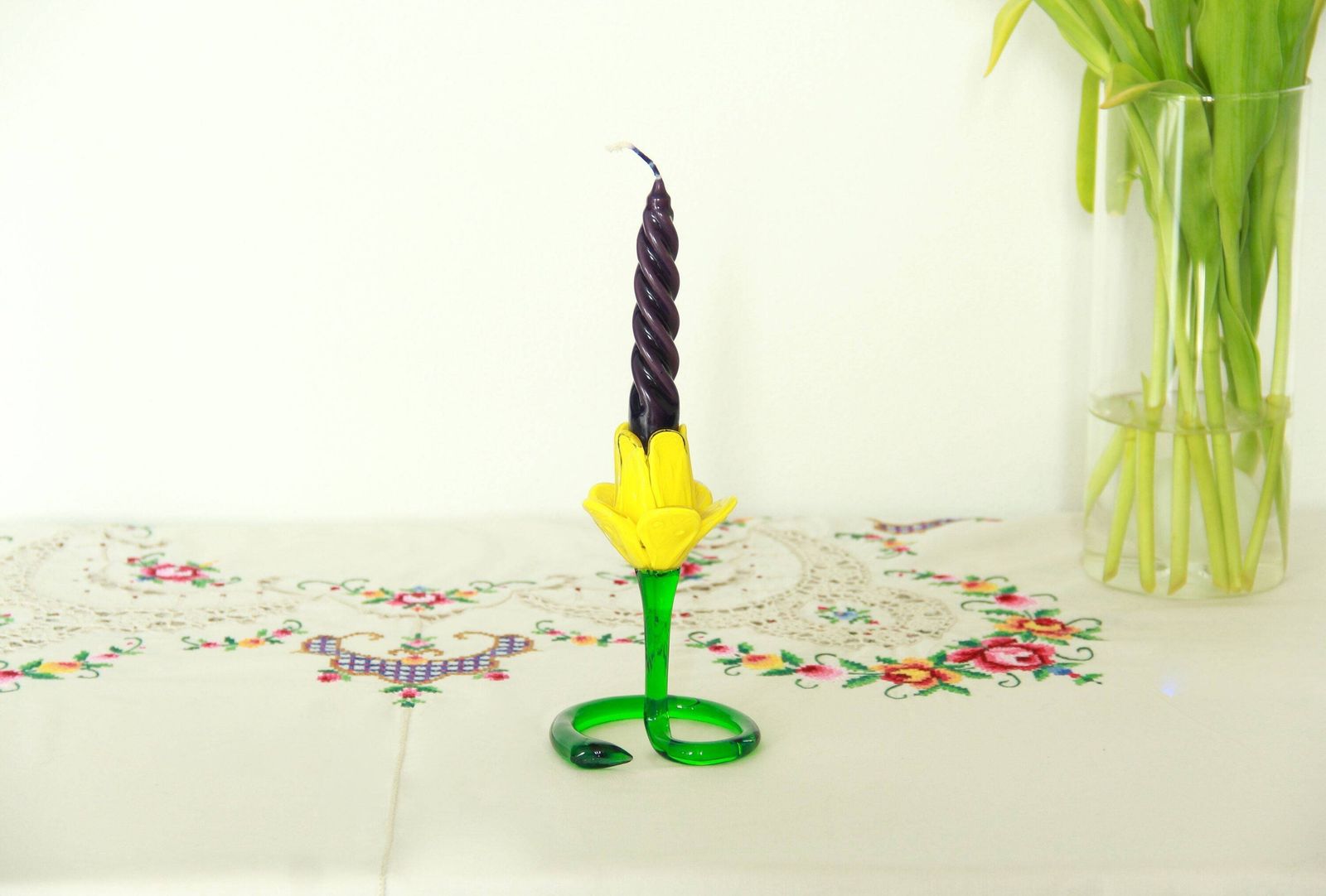 Narciso, Vintage Murano Flower Candle Holder, Italy, 1970s photo for sale