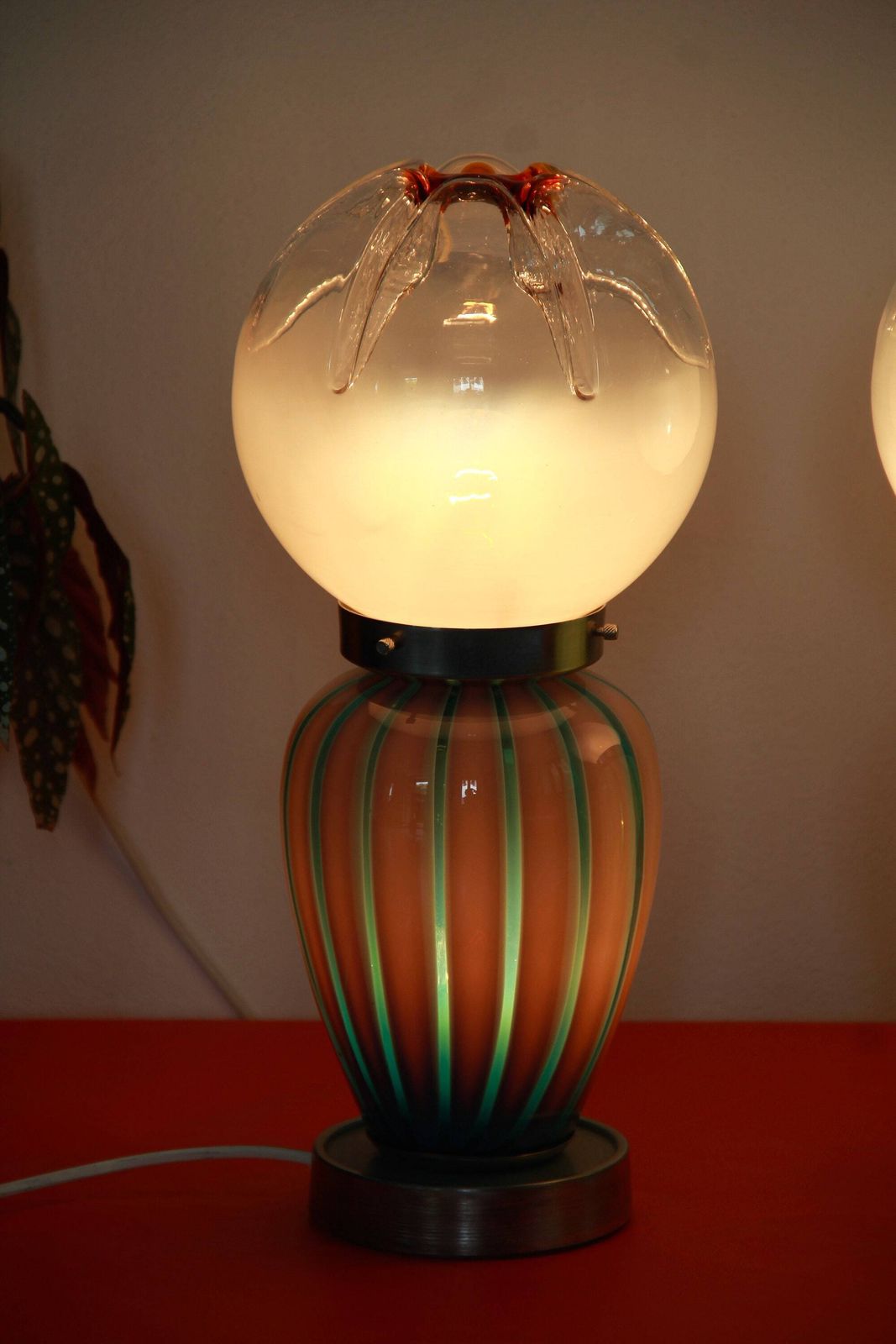 Ranuncoli, Space Age Mazzega Murano Swirl Lamps, Set Of 2, Italy, 1970s photo buy