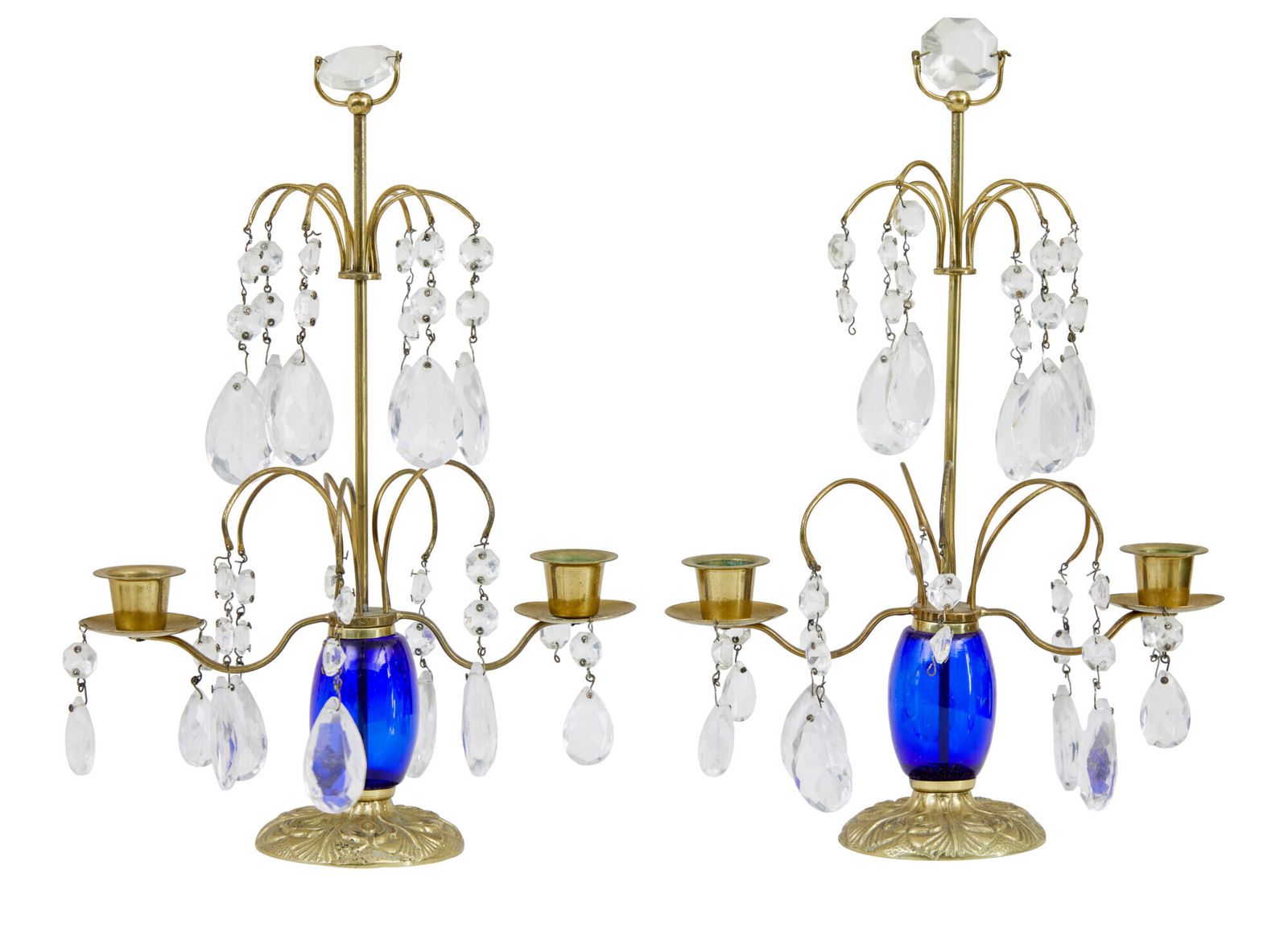 Pair Of 1950’s Brass And Cut Glass Decorative Candlesticks