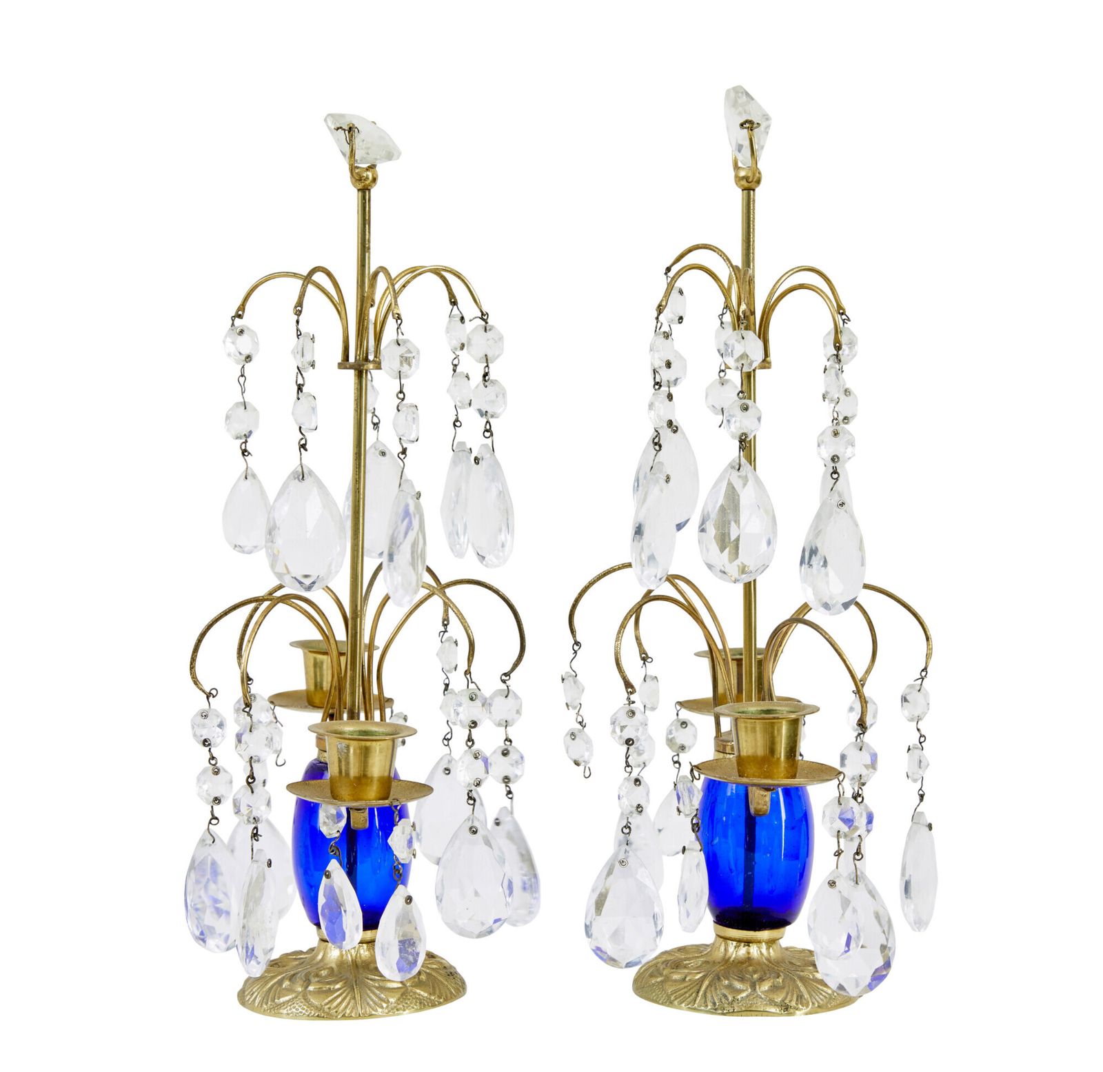 Pair Of 1950’s Brass And Cut Glass Decorative Candlesticks photo furniture