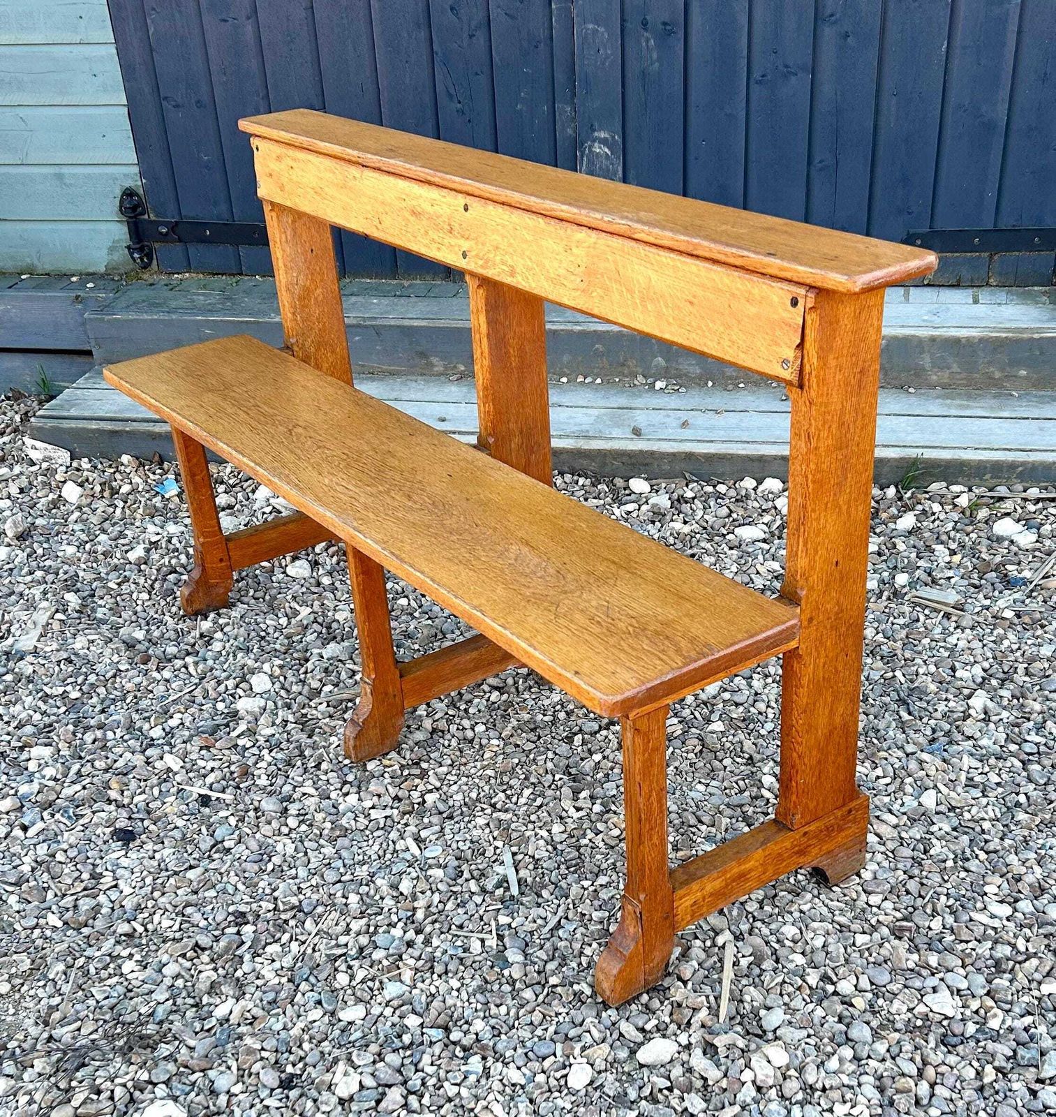 Gothic Oak Bench Wooden Kitchen Antique Vintage Retro Chair Seating Industrial Hall Side Victorian photo furniture