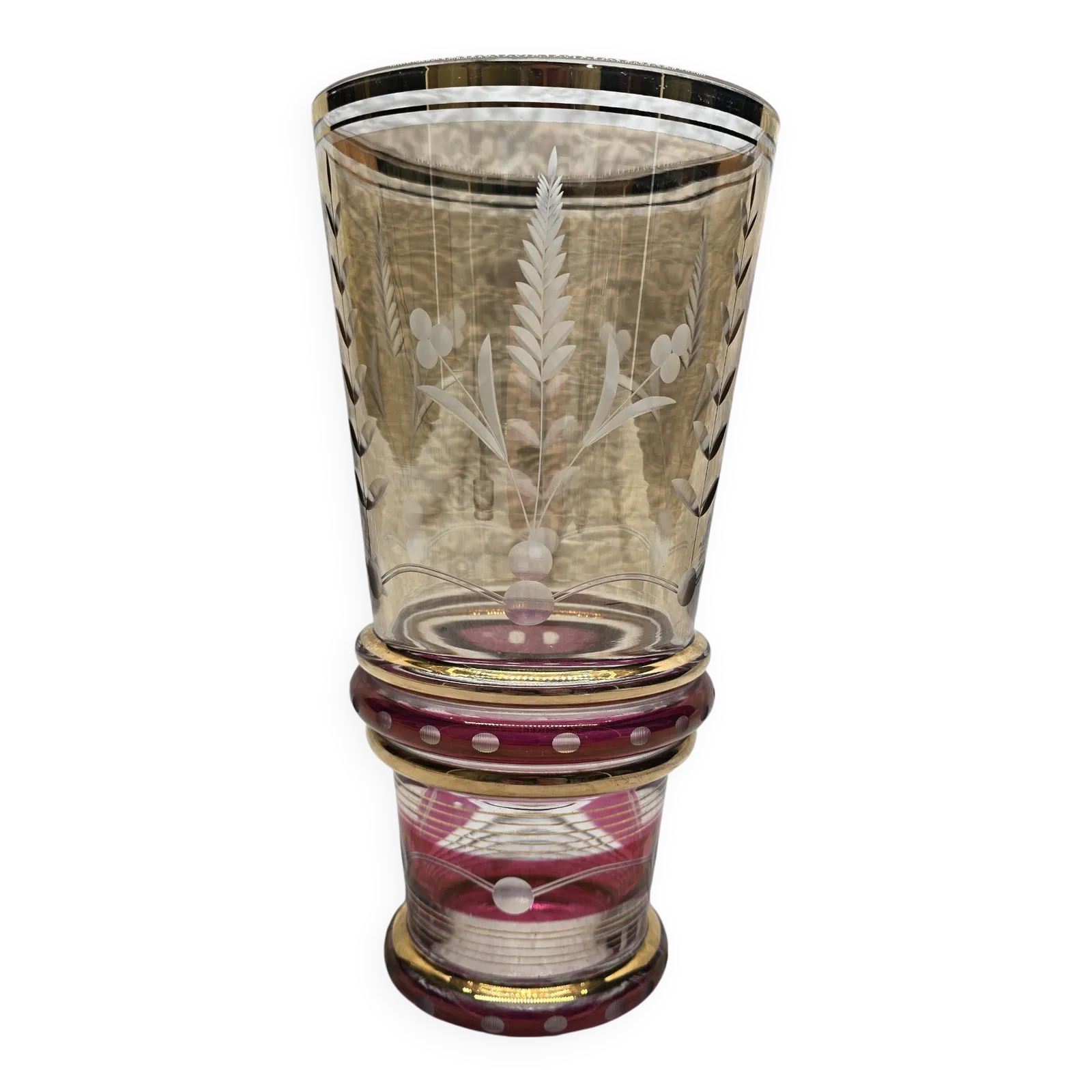 50s Vase With Gold And Burgundy Decor