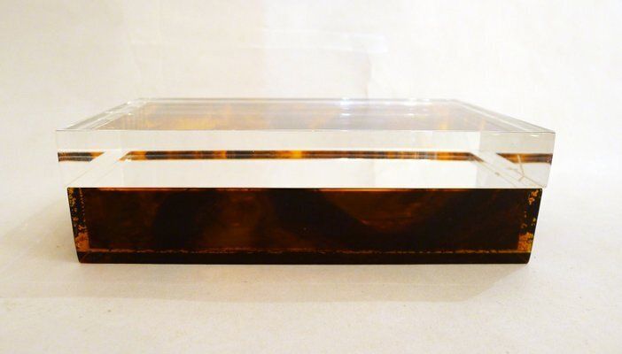 Jewelry Box In Faux Tortoiseshell And Acrylic Glass By Philippe Cheverny, 1970s photo vinterior