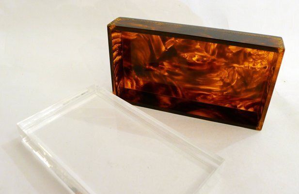 photo vinterior Jewelry Box In Faux Tortoiseshell And Acrylic Glass By Philippe Cheverny, 1970s