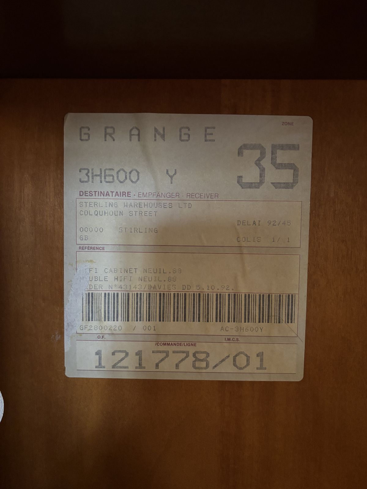 Grange Neuilly Music Cabinet   1988 photo vinterior