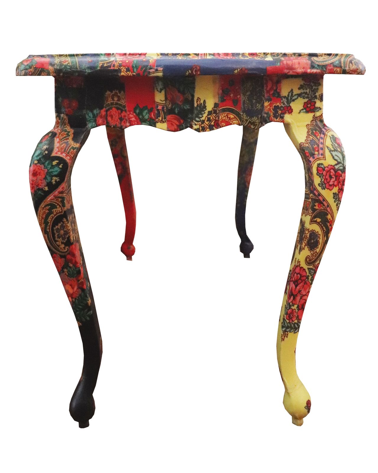 "Folklore" Restyled Coffee Table By Habitat Improver With Fabric Decoupage photo furniture