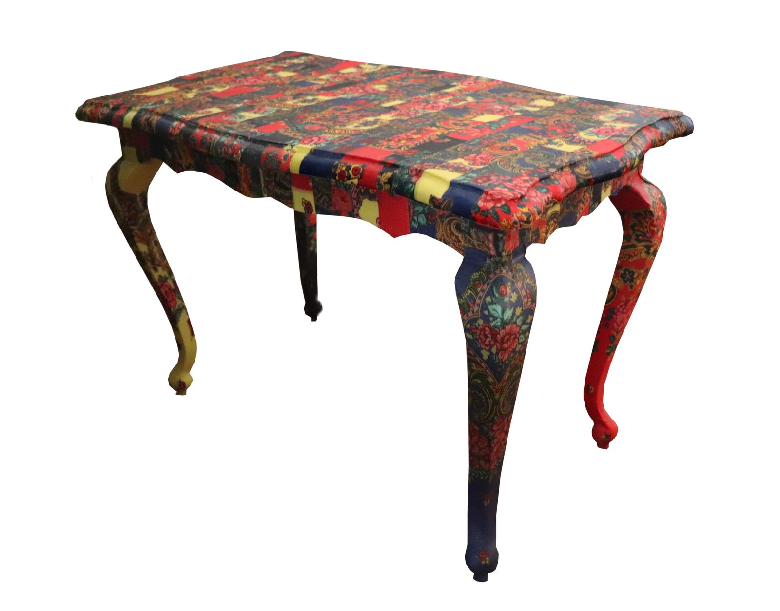 "Folklore" Restyled Coffee Table By Habitat Improver With Fabric Decoupage photo Furniture