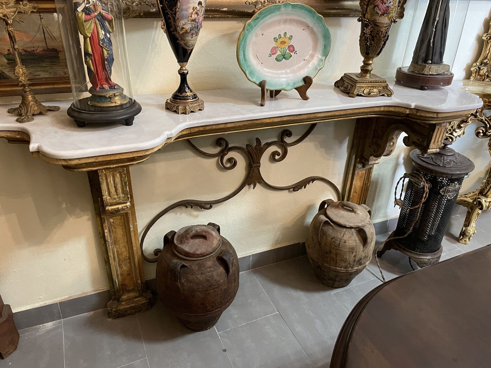 18th Century Italian Polychrome Consol With A White Marble Top. photo furniture