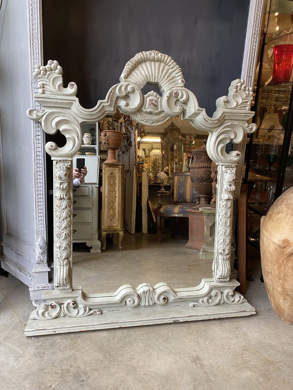 Painted Gothic Italian Mirror. ( Circa 1940) photo 450.0
