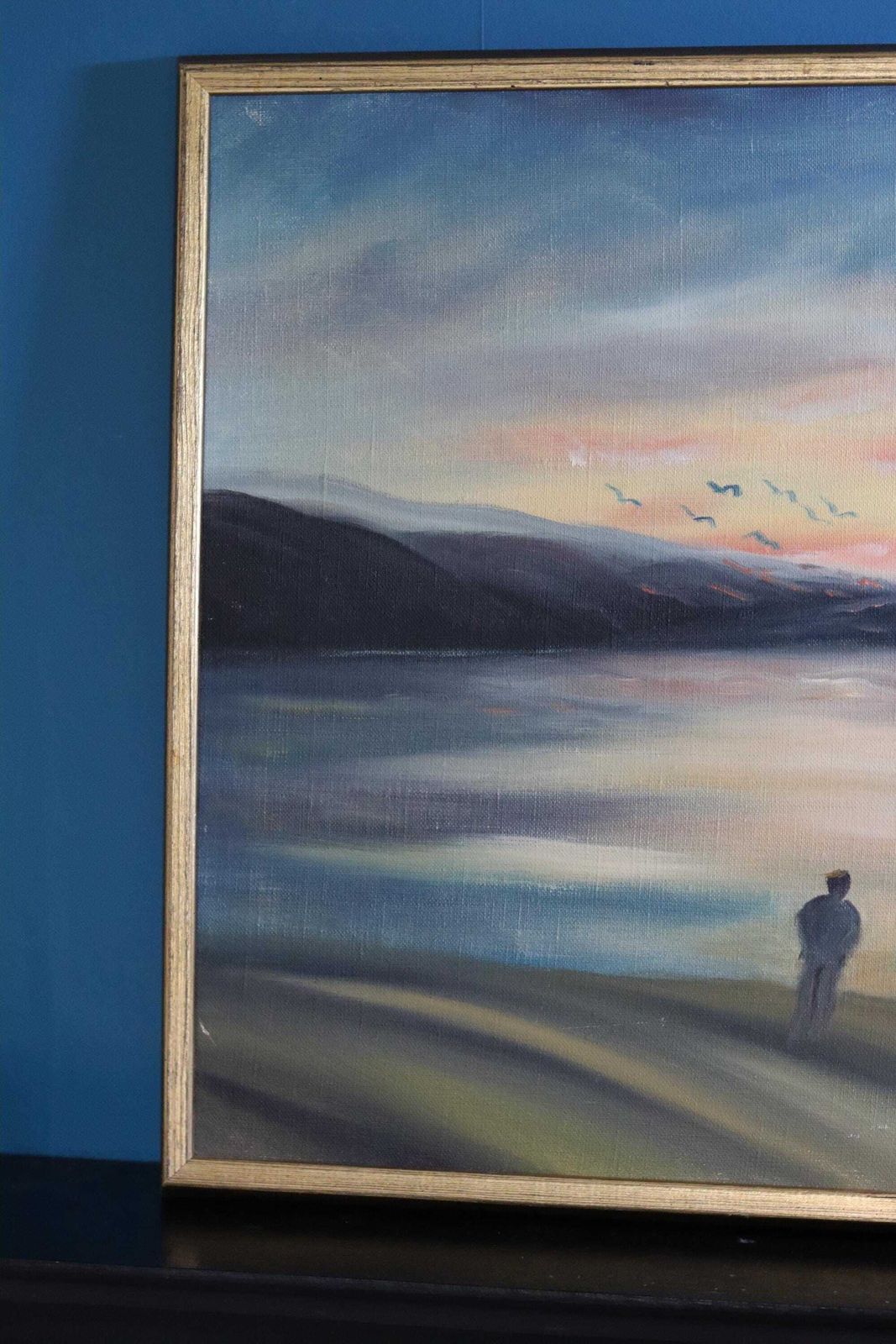Swedish Original Oil On Canvas Painting "A Walk"  By Eric Wahlgren  Vintage & Framed photo vinterior