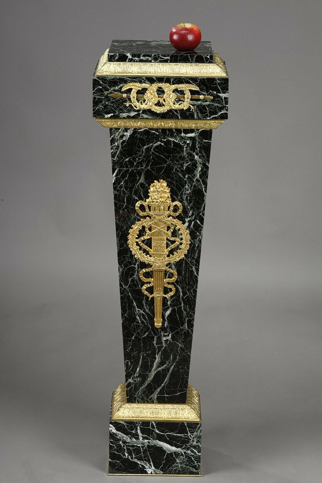 Column In Green Marble Veneer And Gilt Bronze Decoration, Empire Style photo furniture