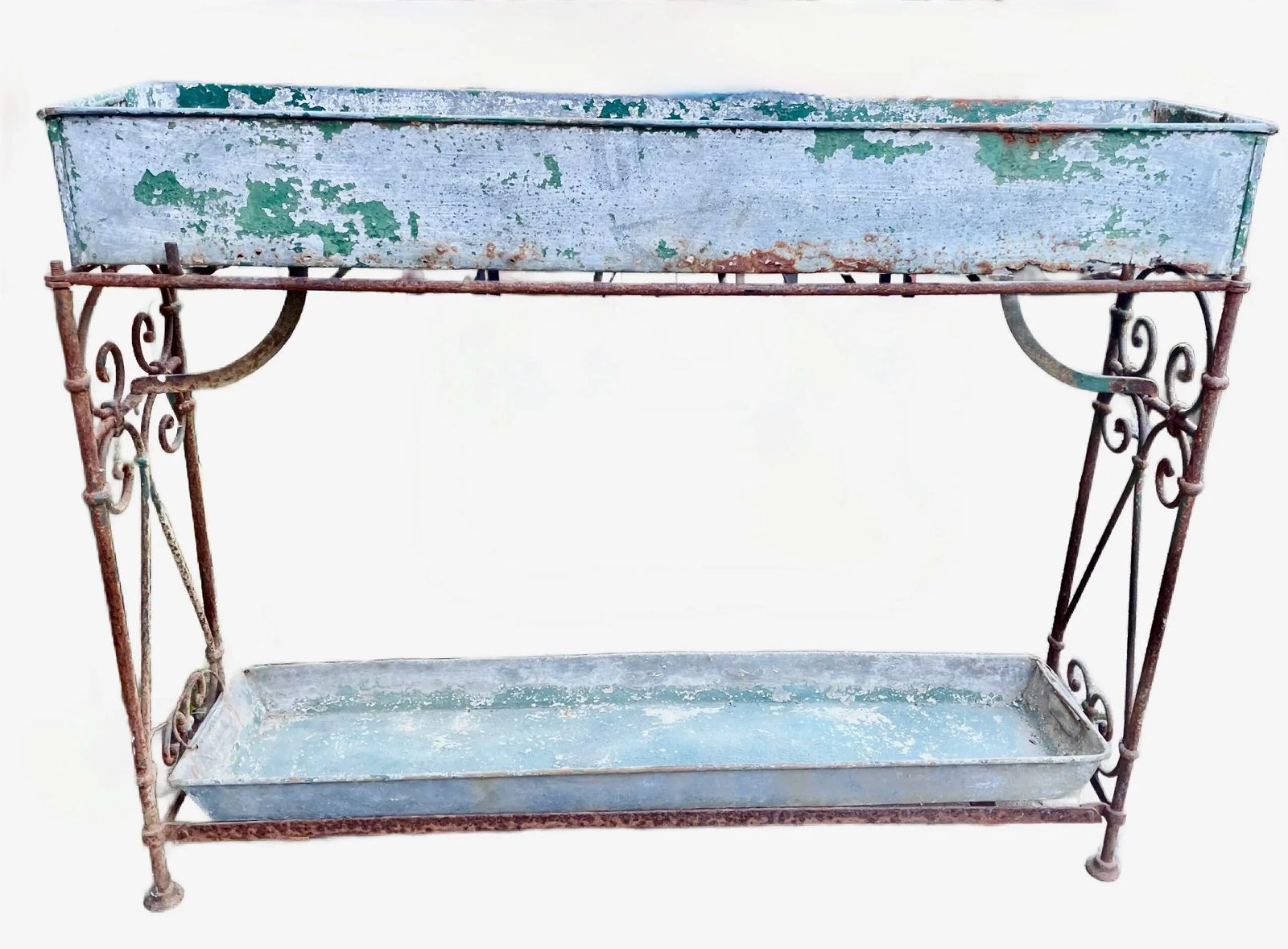 French Planter, Two Tiered, With An Ornate Stand And Two Liners (Circa 1920) photo furniture