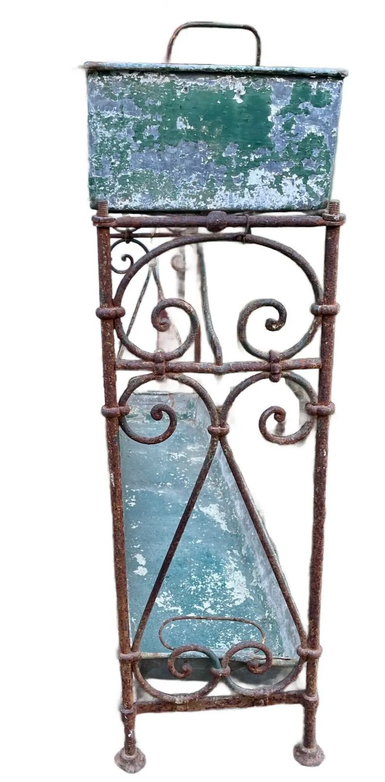 French Planter, Two Tiered, With An Ornate Stand And Two Liners (Circa 1920) photo for sale