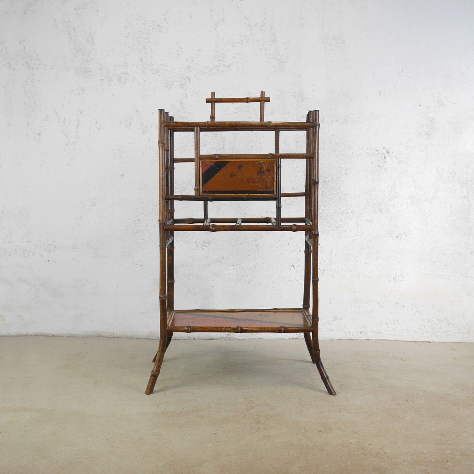 Aesthetic Movement Hand Painted Bamboo Magazine Rack Stand Antique #102827 photo for sale