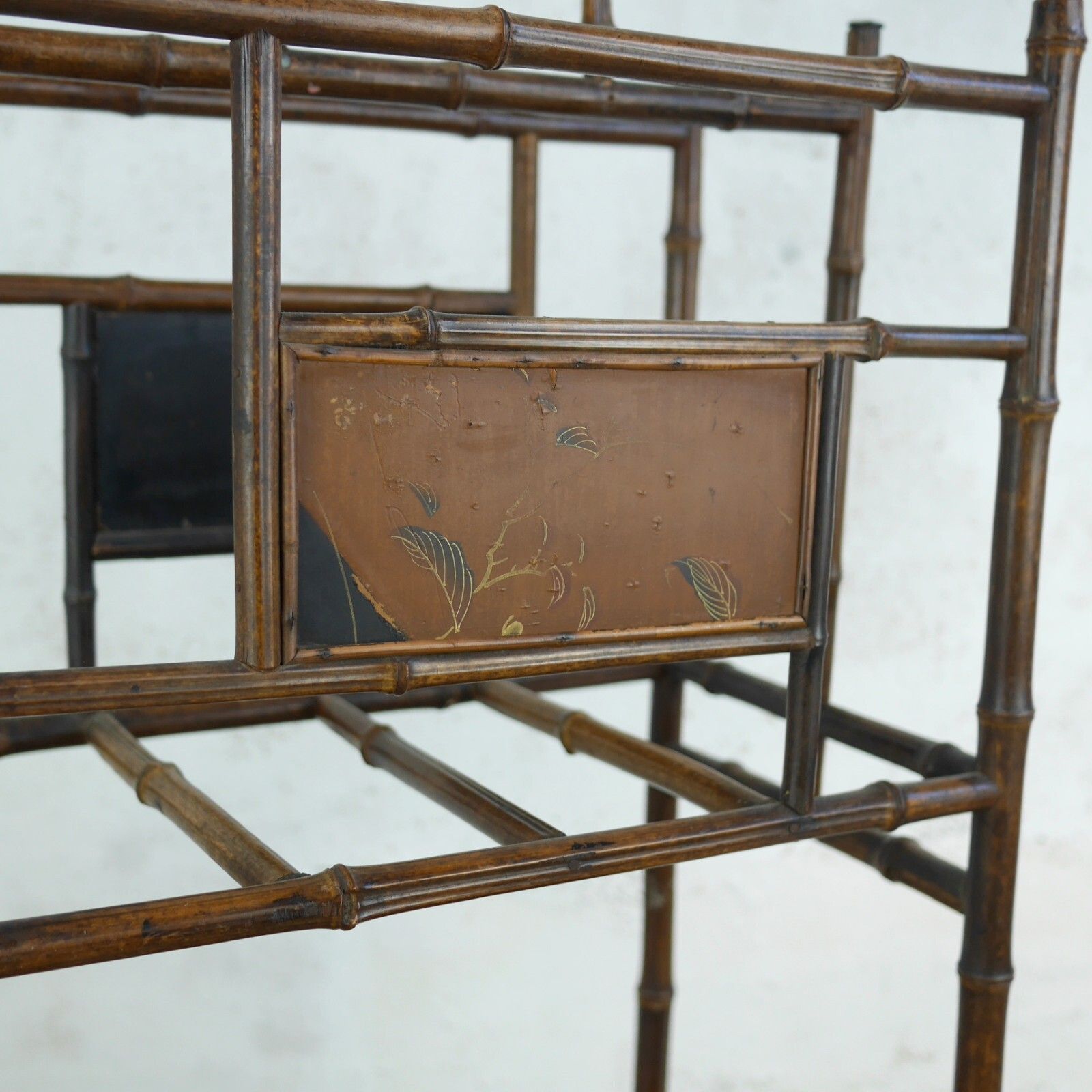 photo furniture Aesthetic Movement Hand Painted Bamboo Magazine Rack Stand Antique #102827