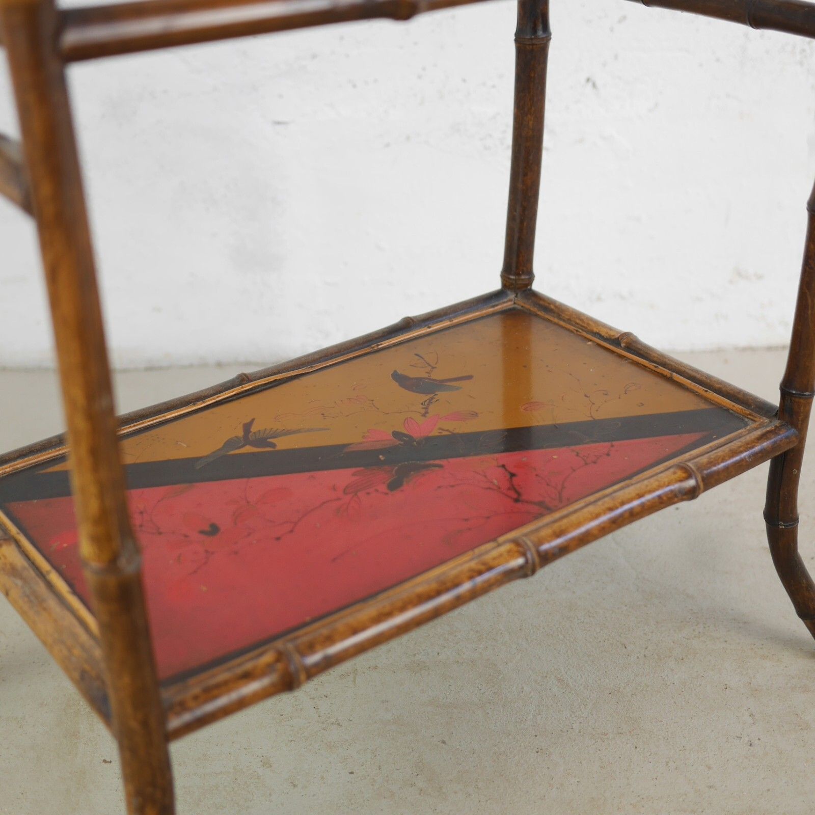 485.0 Aesthetic Movement Hand Painted Bamboo Magazine Rack Stand Antique #102827 photo