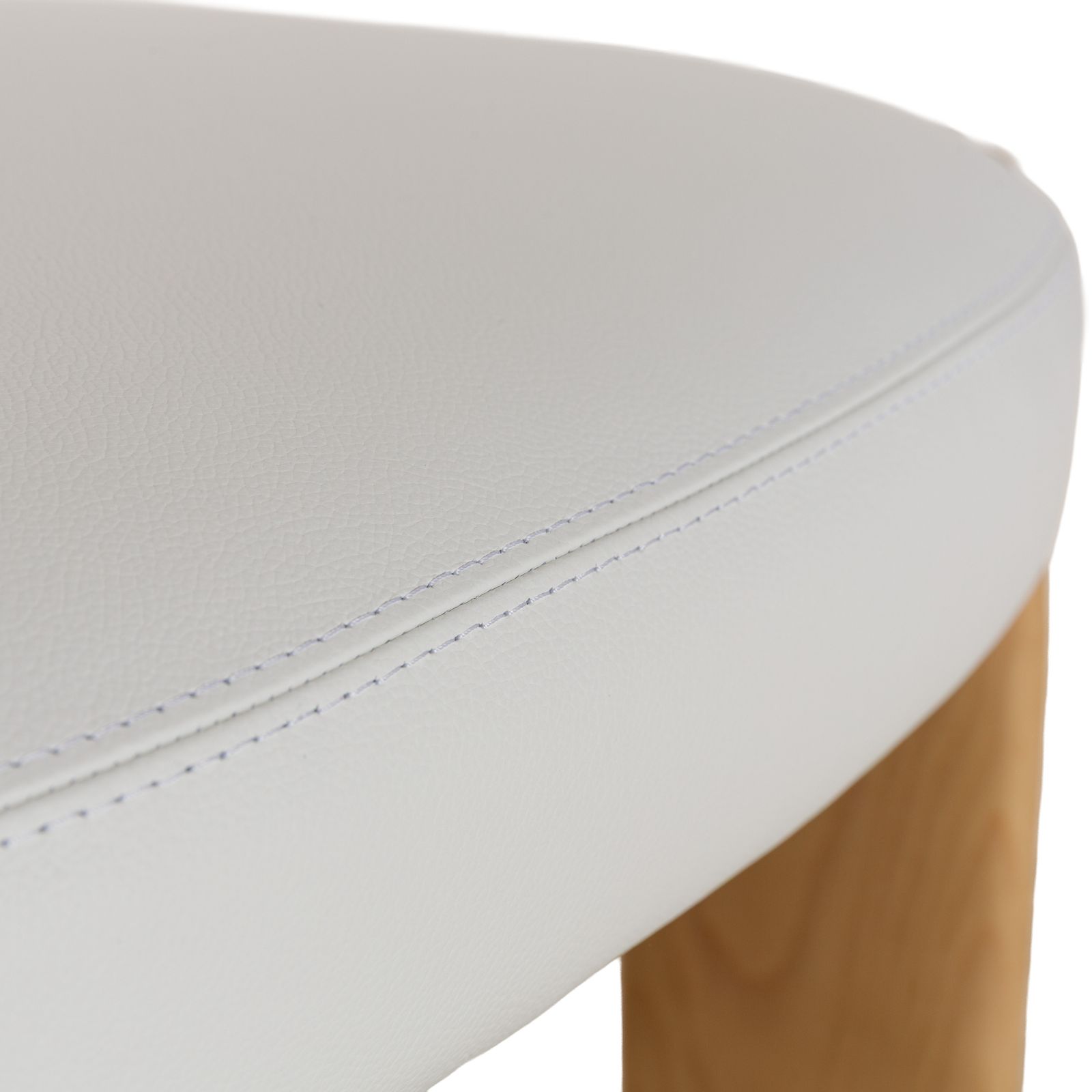 Tabouret de bar Andreu World Oru en cuir blanc et bois brun photo for sale