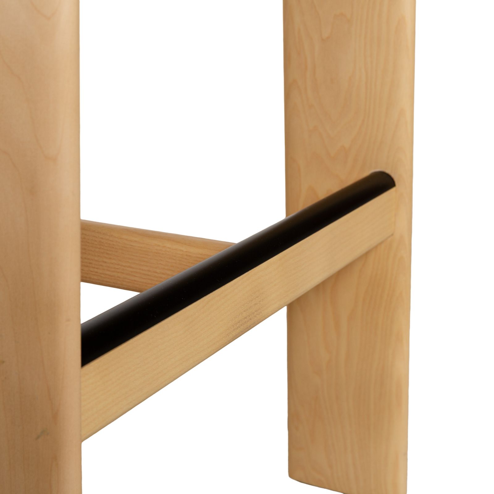 Tabouret de bar Andreu World Oru en cuir blanc et bois brun photo Mobilier
