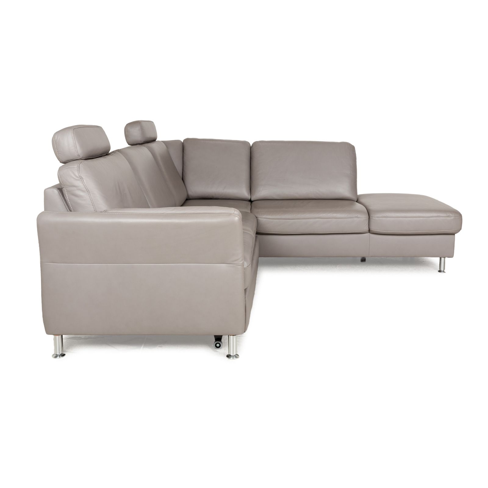 Mobilier Canapé d'angle Polipol Polinova en cuir gris, fonction manuelle photo