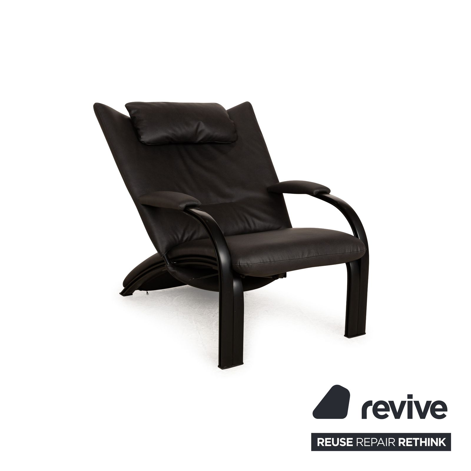 Fauteuil Wk Wohnen Spot 698 Vegan (Gavin 117) en métal laqué noir, revêtement noir et gris, fonction manuelle, nouvelle housse photo 1899.0