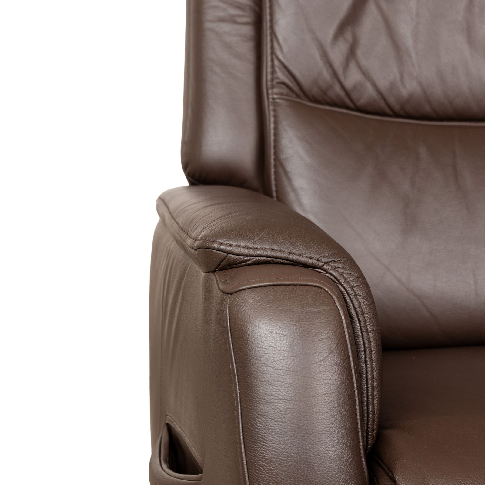 Fauteuil Hukla en cuir brun, fonction relaxation manuelle photo vinterior