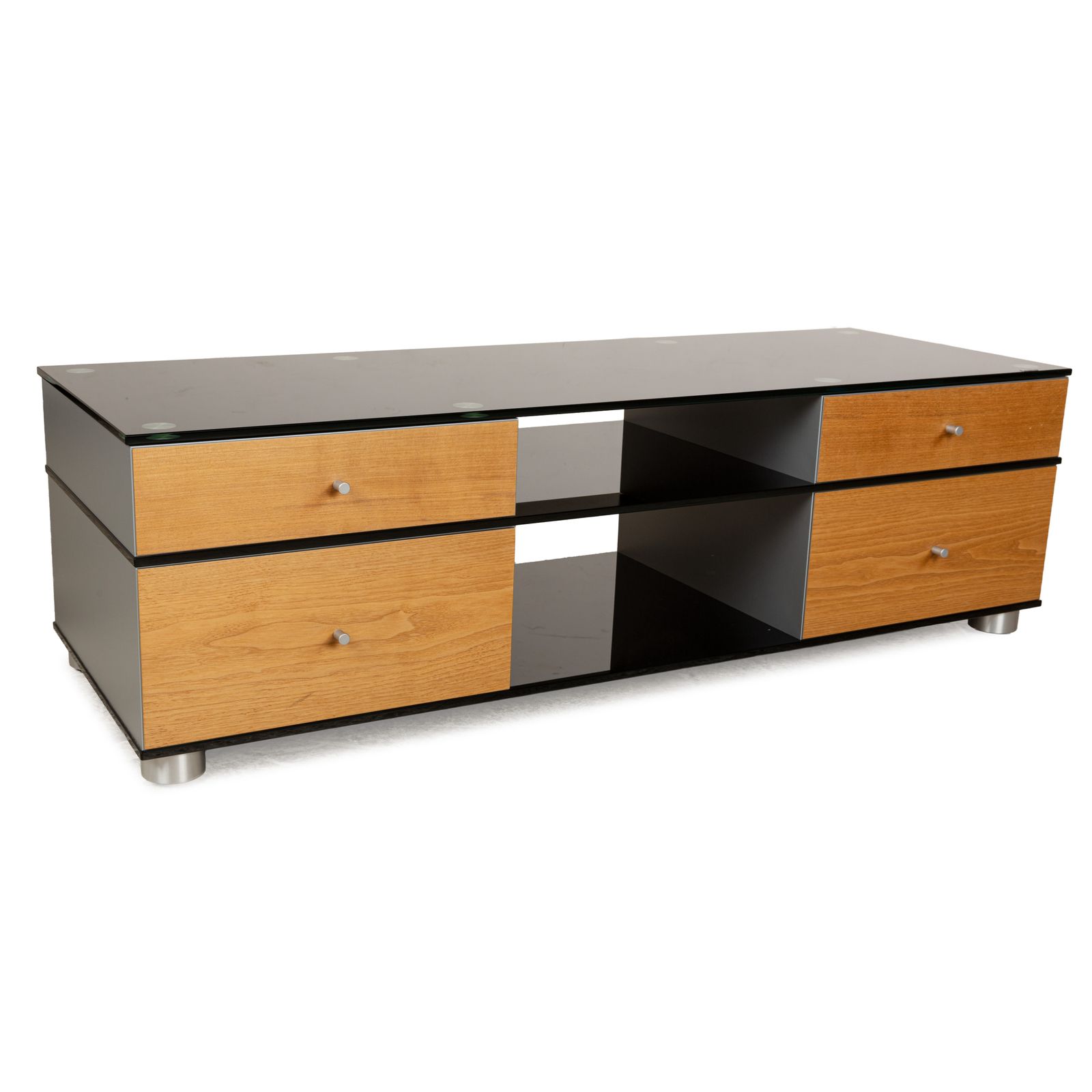 Spectral Cl 1552 Glass Wood Metal Sideboard Black Brown Grey Lowboard Mediaboard