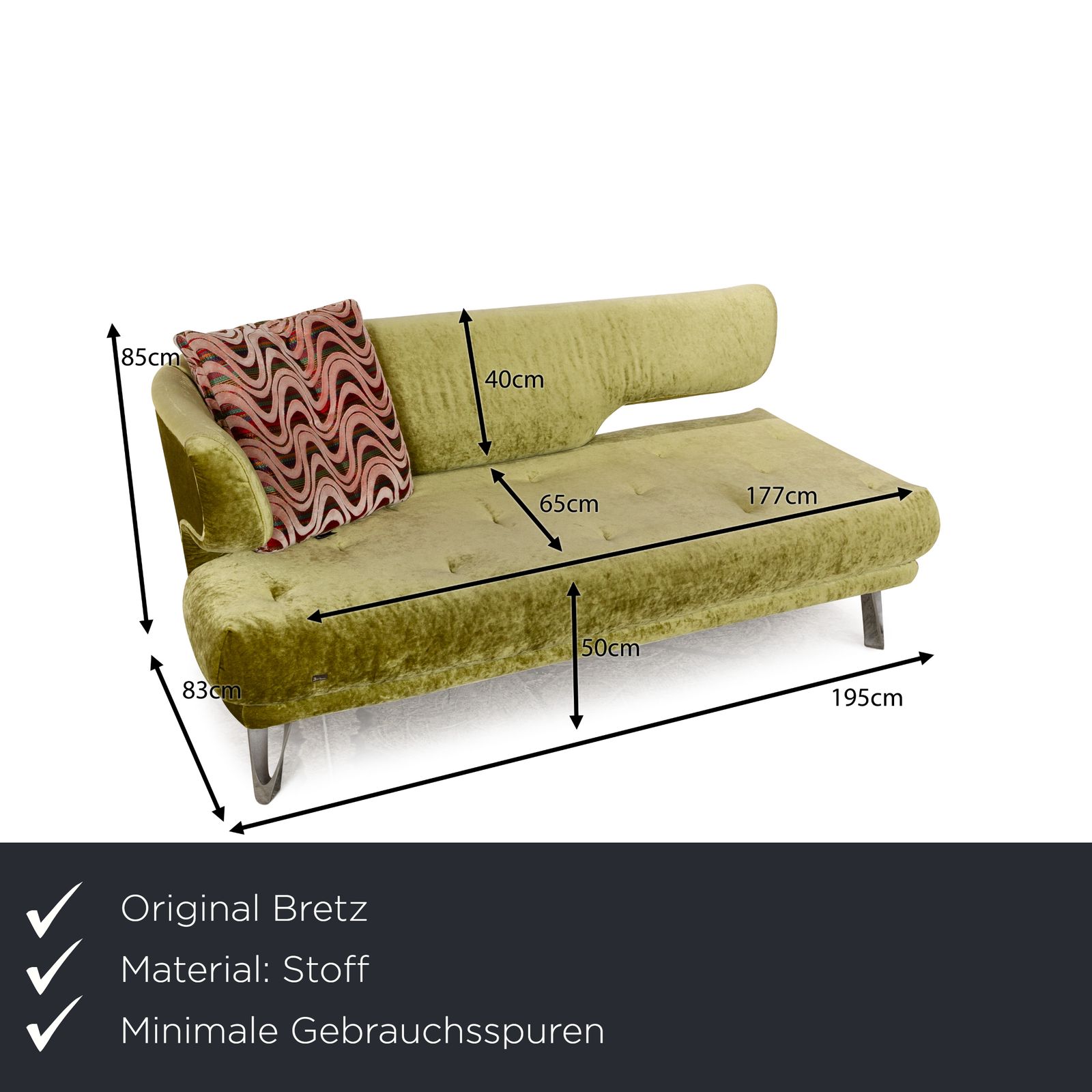 Bretz Croissant Fabric Three Seater Green Velvet Sofa photo furniture