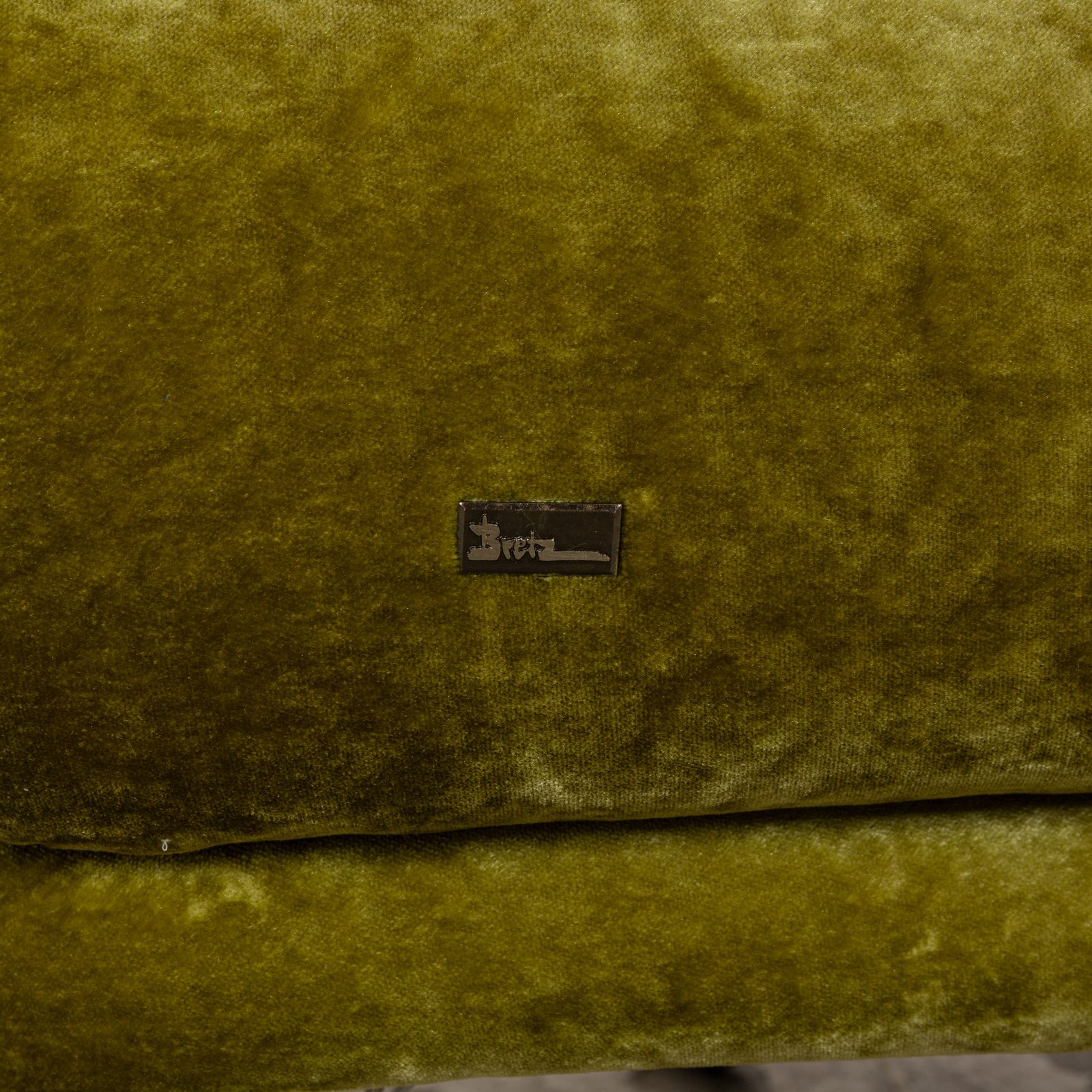 Bretz Croissant Fabric Three Seater Green Velvet Sofa photo vintage