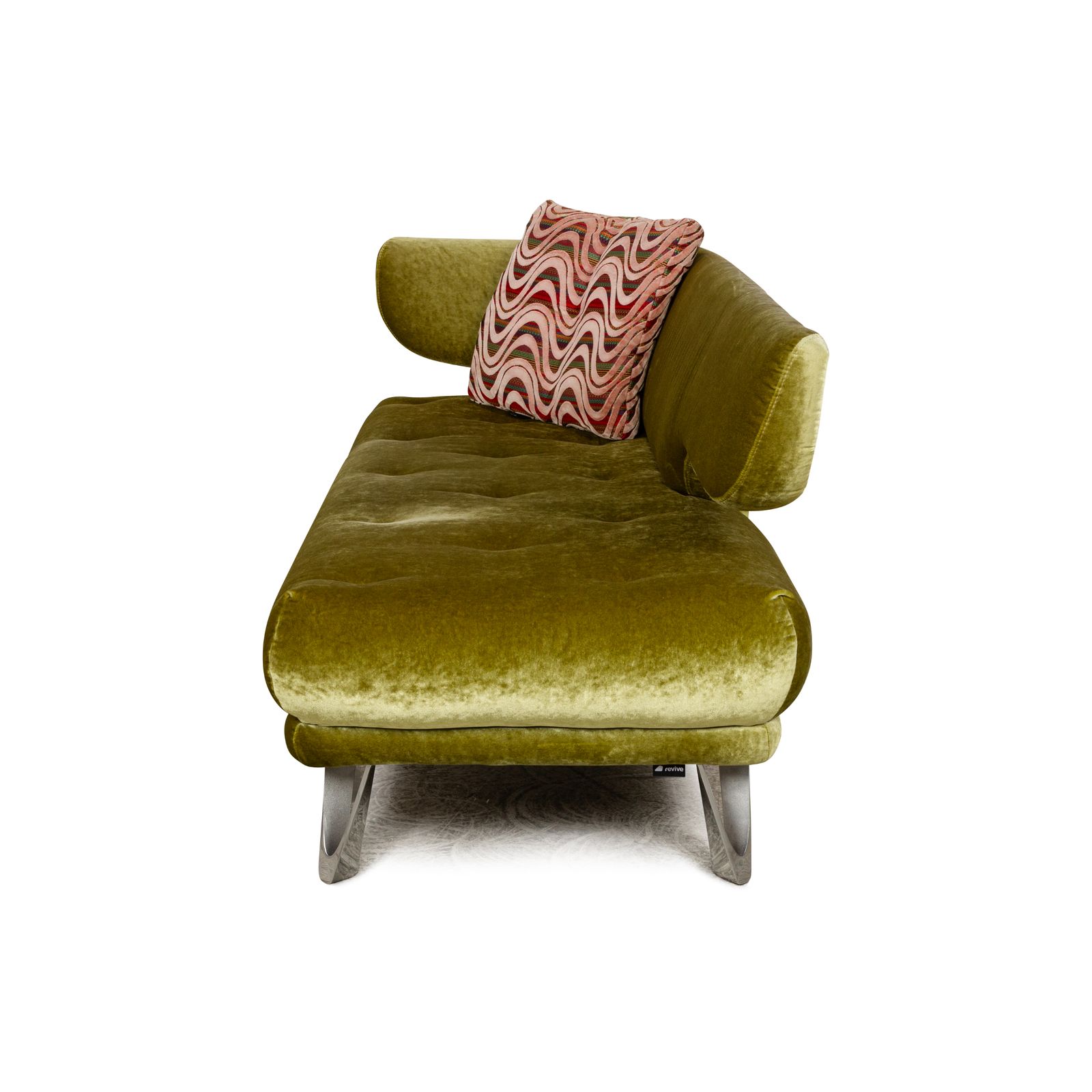 Furniture Bretz Croissant Fabric Three Seater Green Velvet Sofa photo