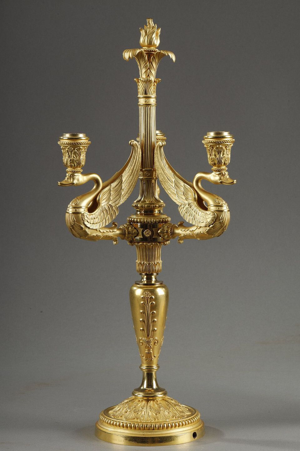 Pair Of Three Light Torches In Chased And Gilded Bronze, Signed Barbedienne photo vinterior
