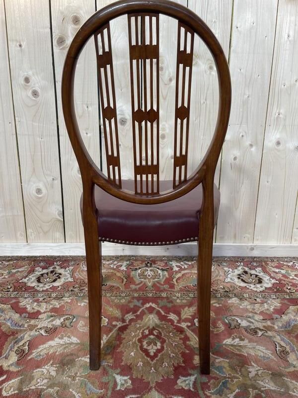 Suite De 6 Chaises De Style Louis XVI Bordeaux photo vintage