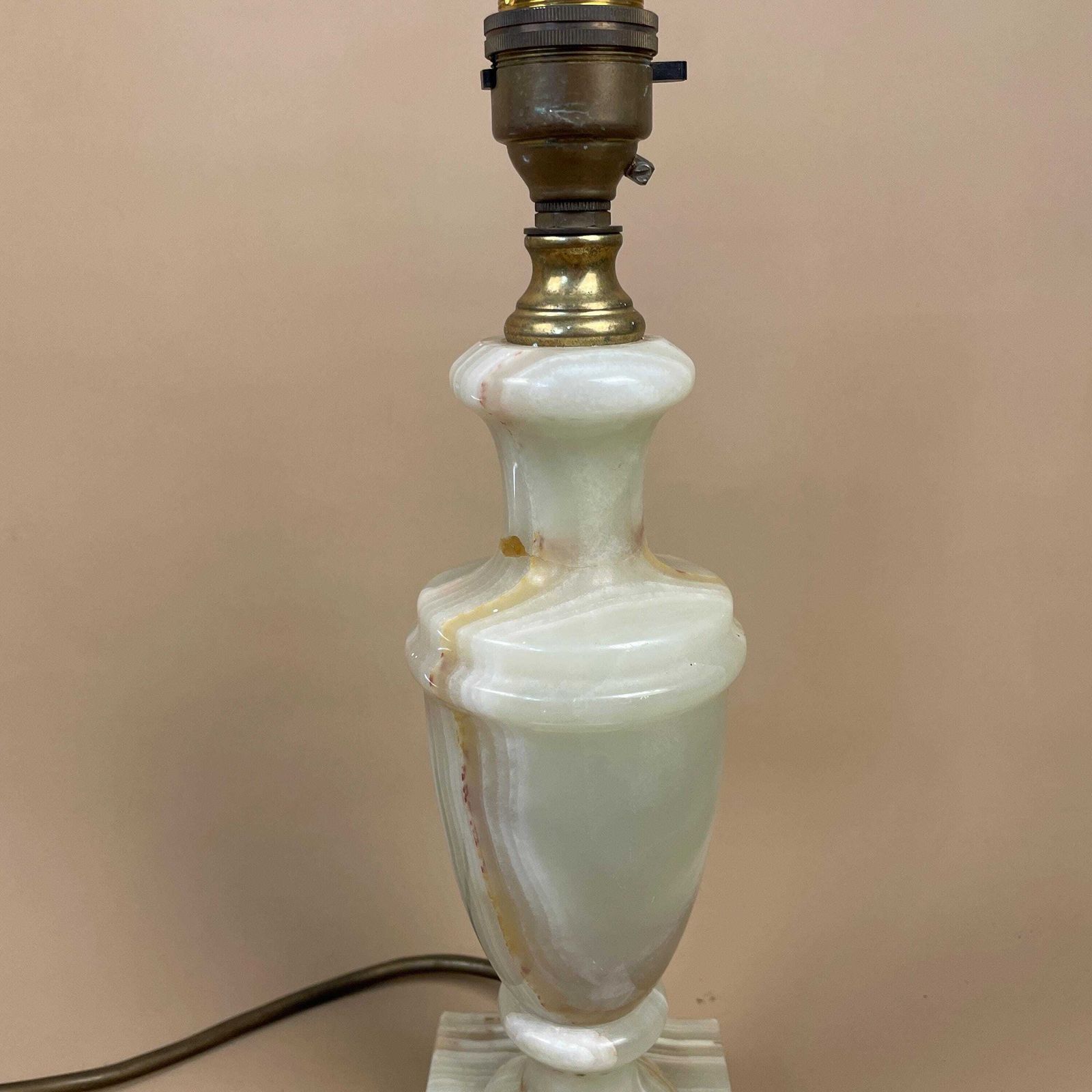 Antique Marble Lamp Light Bedside Side Table Desk Marbled Patterned Detail Vintage Pattern Stone Retro Green Gold Brass Metal Ornate Pattern photo Lighting