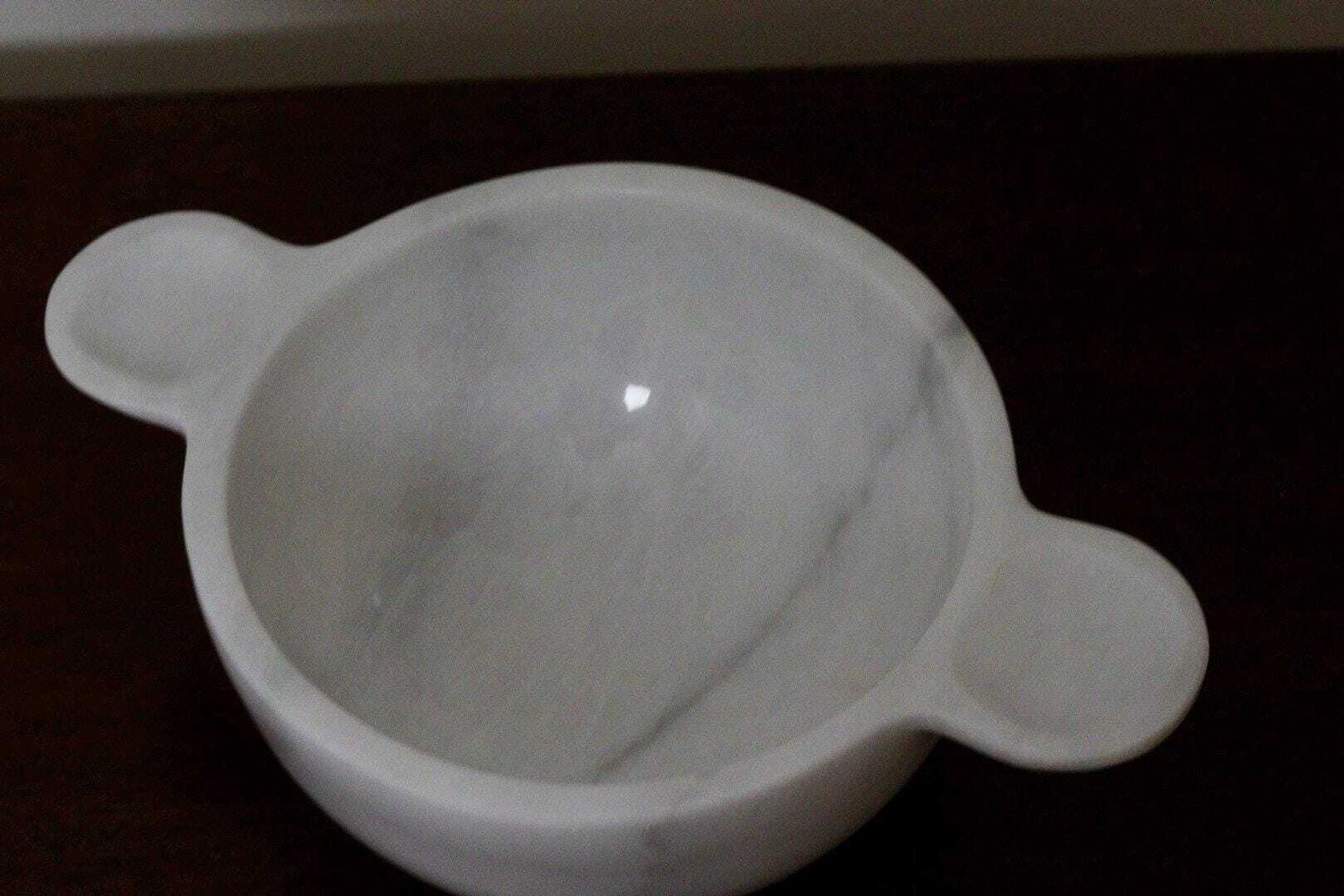Gabriella – White Natural Marble Bowl With Handles  | L 32cm W 20cm H 10cm photo for sale