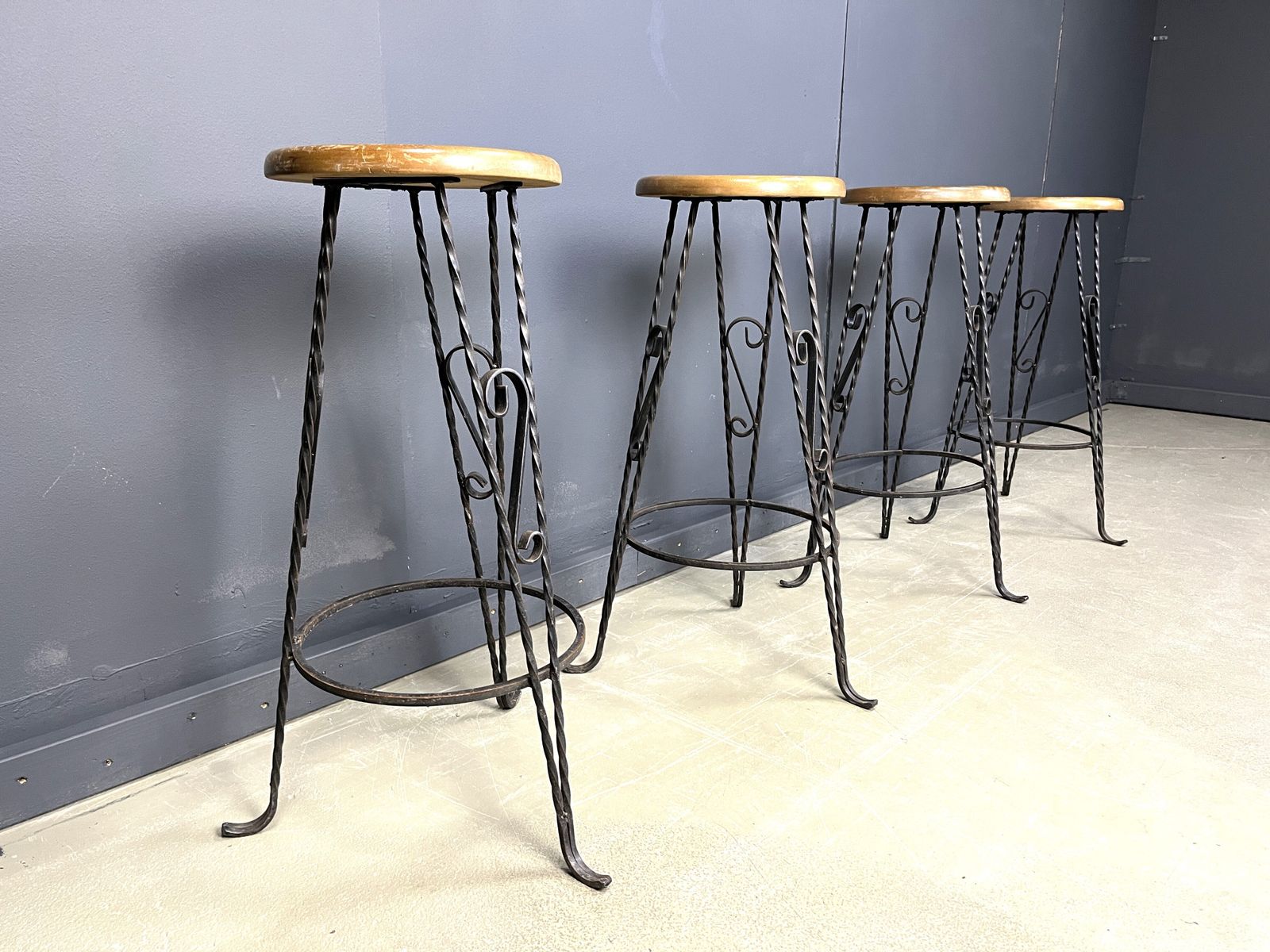 Vintage French Wrought Iron Bar Stools, 1960s   Set Of 4 photo buy
