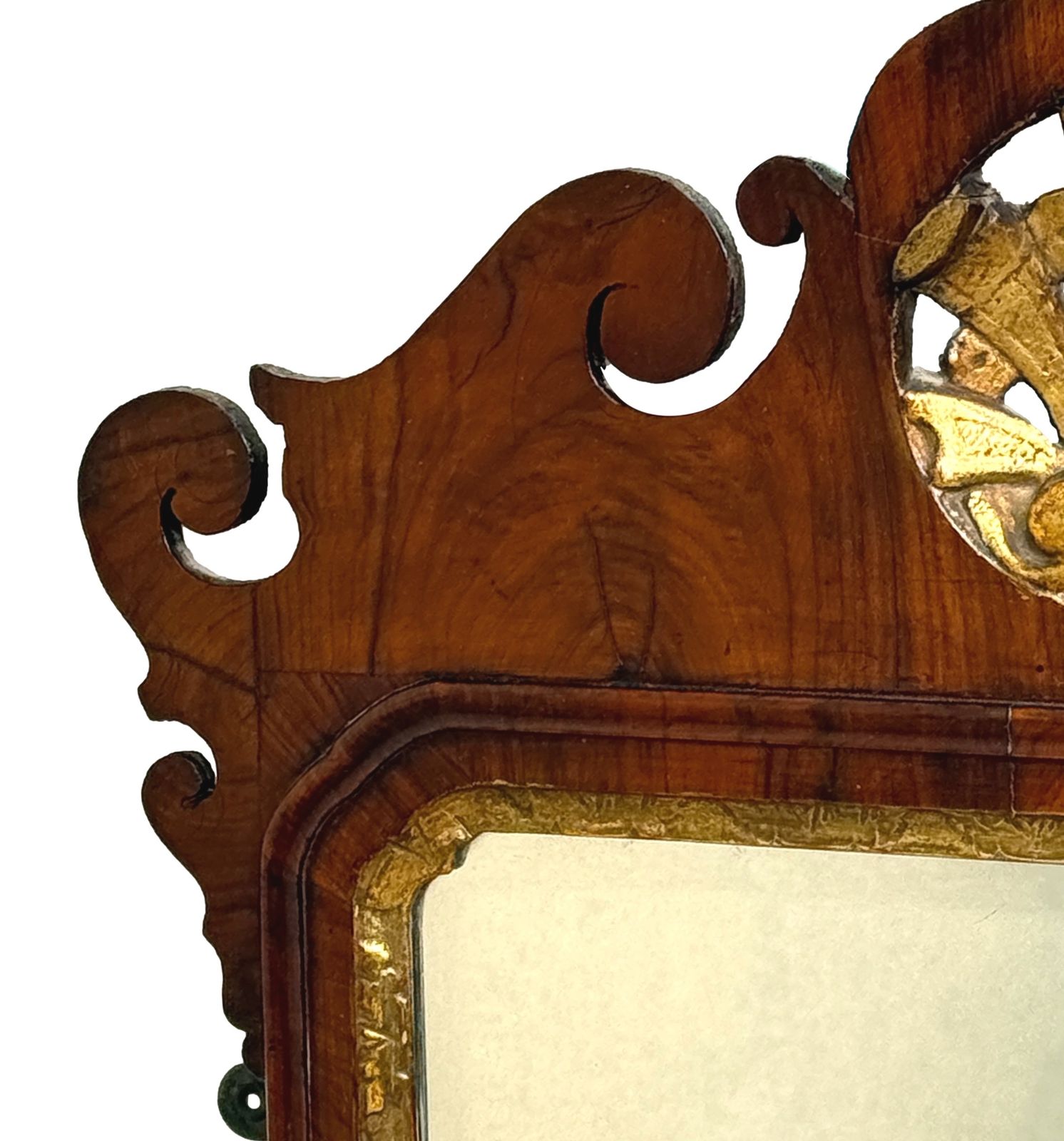 George II Walnut & Gilt Wall Mirror (England, Circa 1730) photo furniture