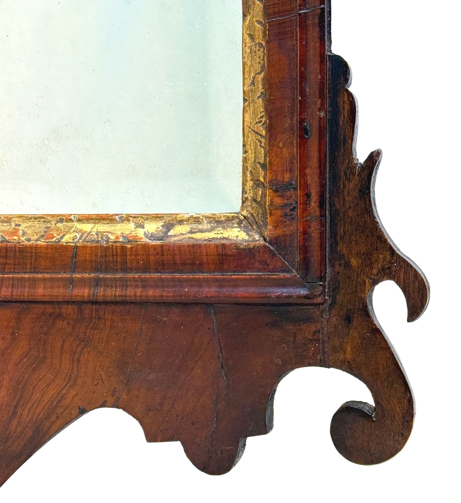 George II Walnut & Gilt Wall Mirror (England, Circa 1730) photo vintage