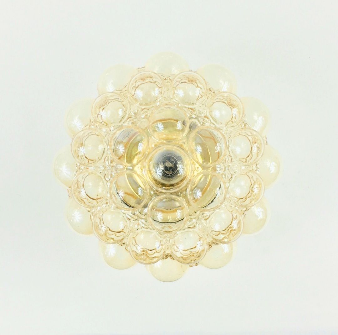 Grote Mid Century Modern Amberkleurige Bubbelglazen Plafondlamp Van Helena Tynell Voor Limburg, Duitsland, Jaren 1970 photo for sale