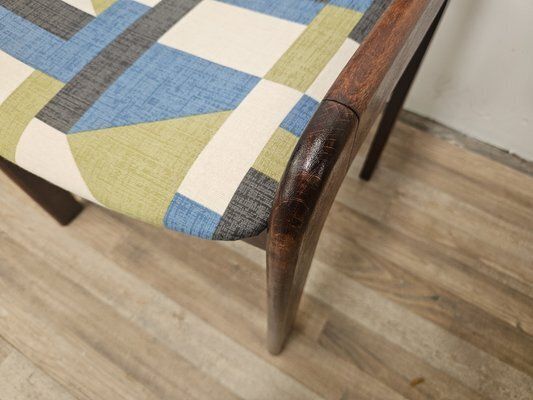 Furniture Vintage Beech And Fabric Dining Room Chairs, 1970s, Set Of 4 photo