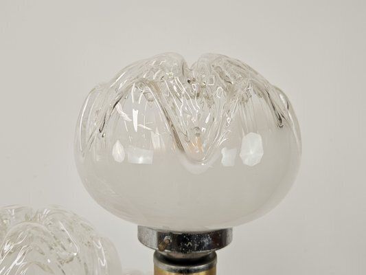 986.0 Mid Century Murano Glass 3 Light Floor Lamp In Wood And Metal, 1970s photo