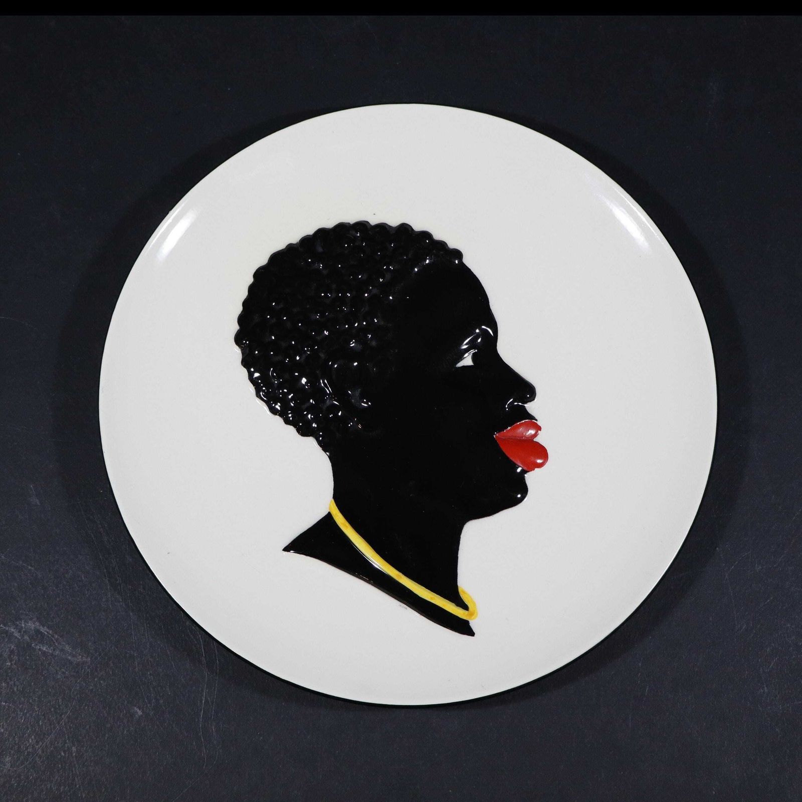 Set Of 2 African Woman And Man Portraits French Ceramic Wall Decor photo vinterior