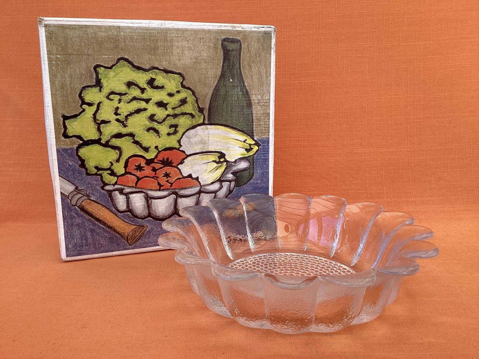 Dartington Daisy Shallow Fruit Bowl 10.25” Diameter In Original Box, Frank Thrower Design, Dartington Crystal, Large Dartington Daisy Bowl