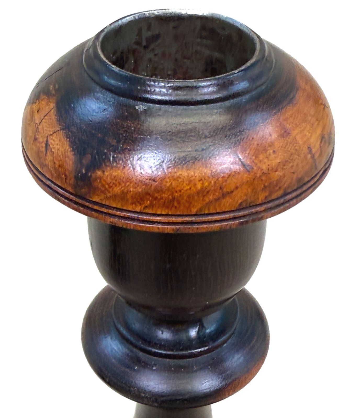 Pair Of 19th Century Lignum Vitae Treen Candlesticks (England, Circa 1830) photo vinterior
