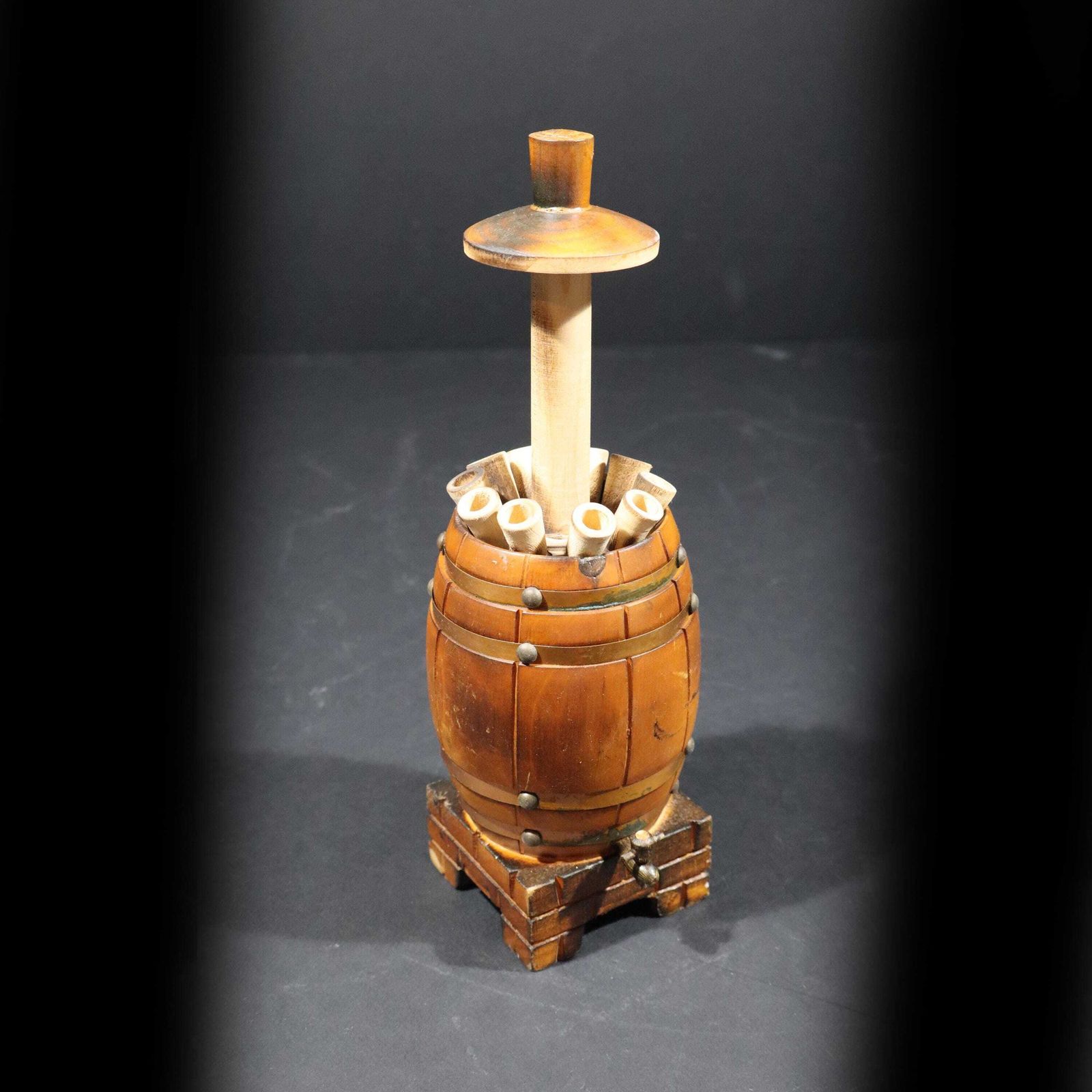 Vintage Wood Cigarette Dispenser Rustic French Wine Barrel Cigarette Dispenser