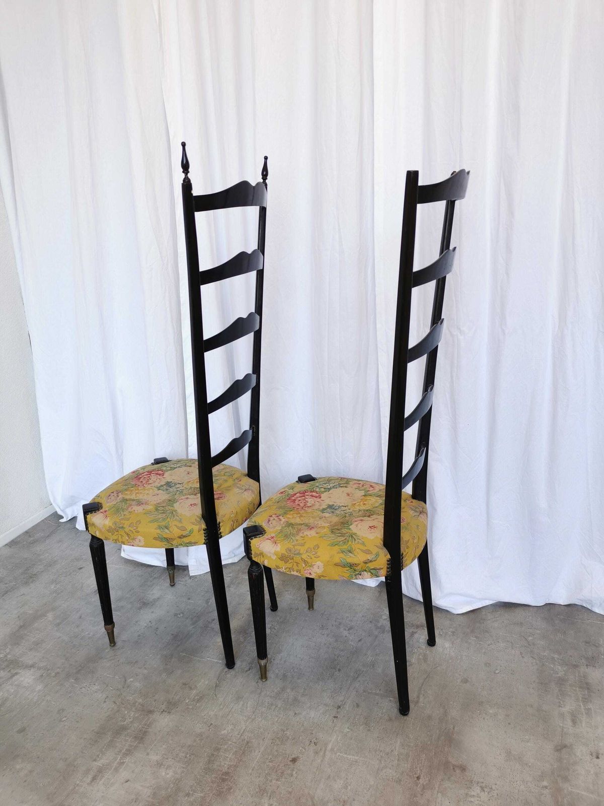 Set Of 2 Vintage High Back Chiavari Chairs By Paolo Buffa / Italy 1950s Mid Century Modern Ladder Dining Chairs / Original Vintage Condition photo buy