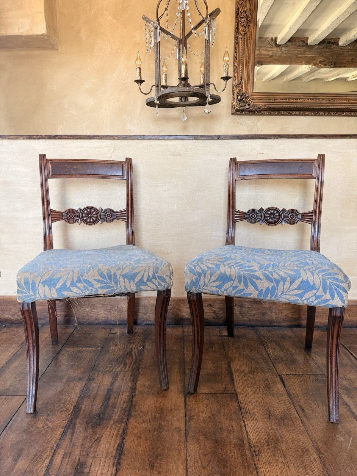 Fine Quality Pair Of Antique Rosewood Regency Chairs In Need Of Reupholstering